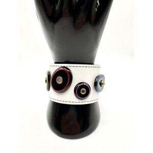 Statement Cuff Bracelet Plastic Black White Cubist Geometric 3D Modernist